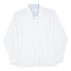 TED BAKER Mens White & Blue Patterned Shirt XL Smart Cotton Blend Long Sleeve