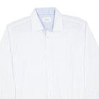 TED BAKER Mens White & Blue Patterned Shirt XL Smart Cotton Blend Long Sleeve