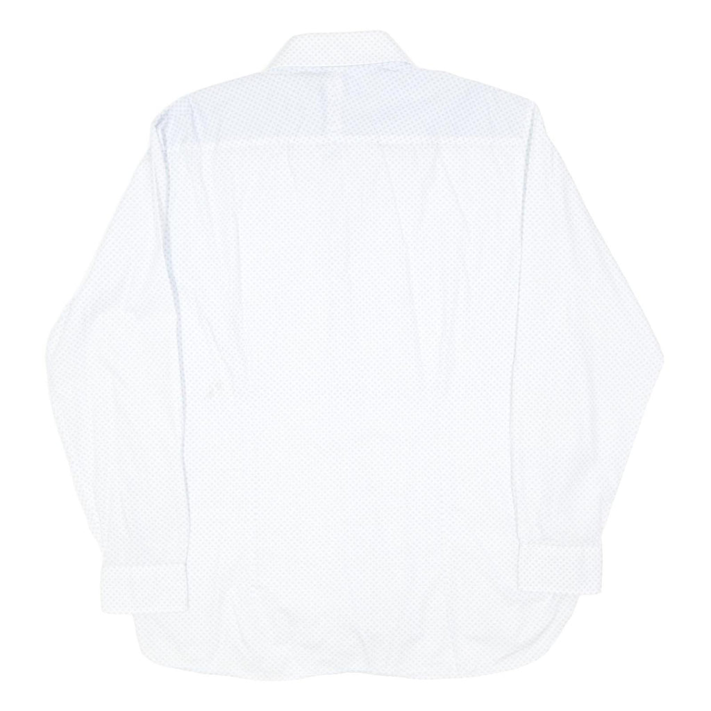 TED BAKER Mens White & Blue Patterned Shirt XL Smart Cotton Blend Long Sleeve