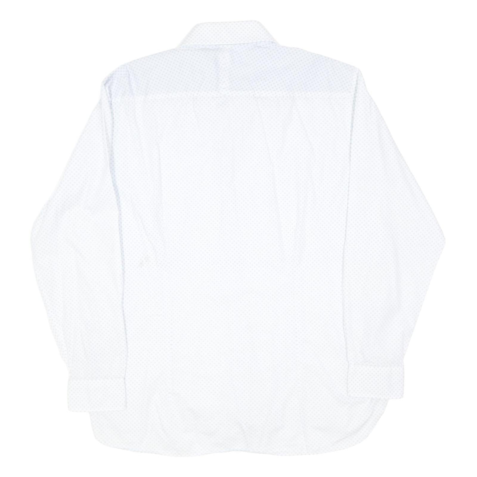 TED BAKER Mens White & Blue Patterned Shirt XL Smart Cotton Blend Long Sleeve