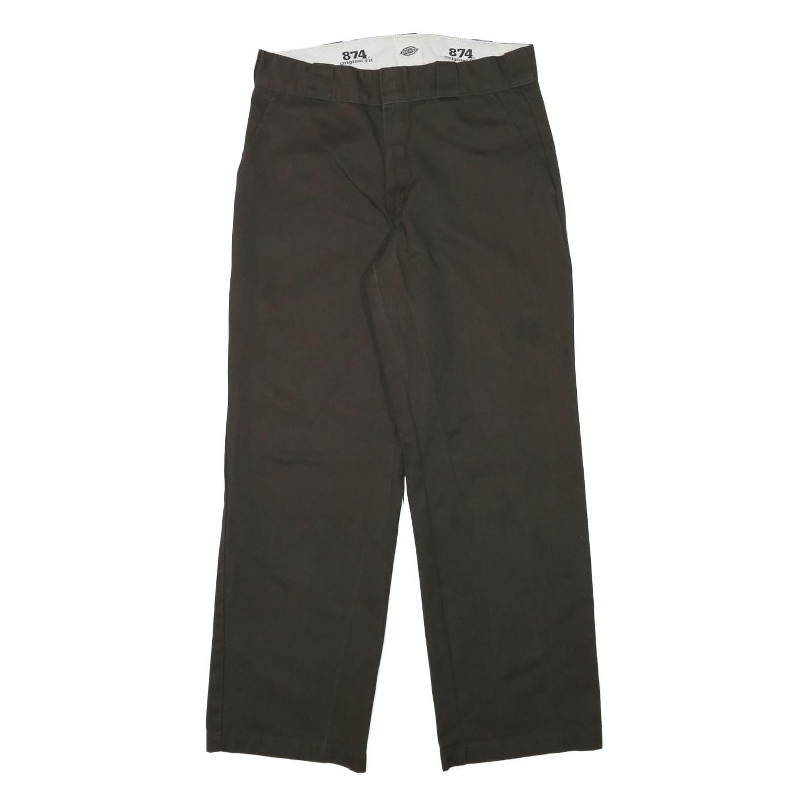 DICKIES Mens Cotton Blend Black Regular Straight Trousers W30 L29 Workwear Zip