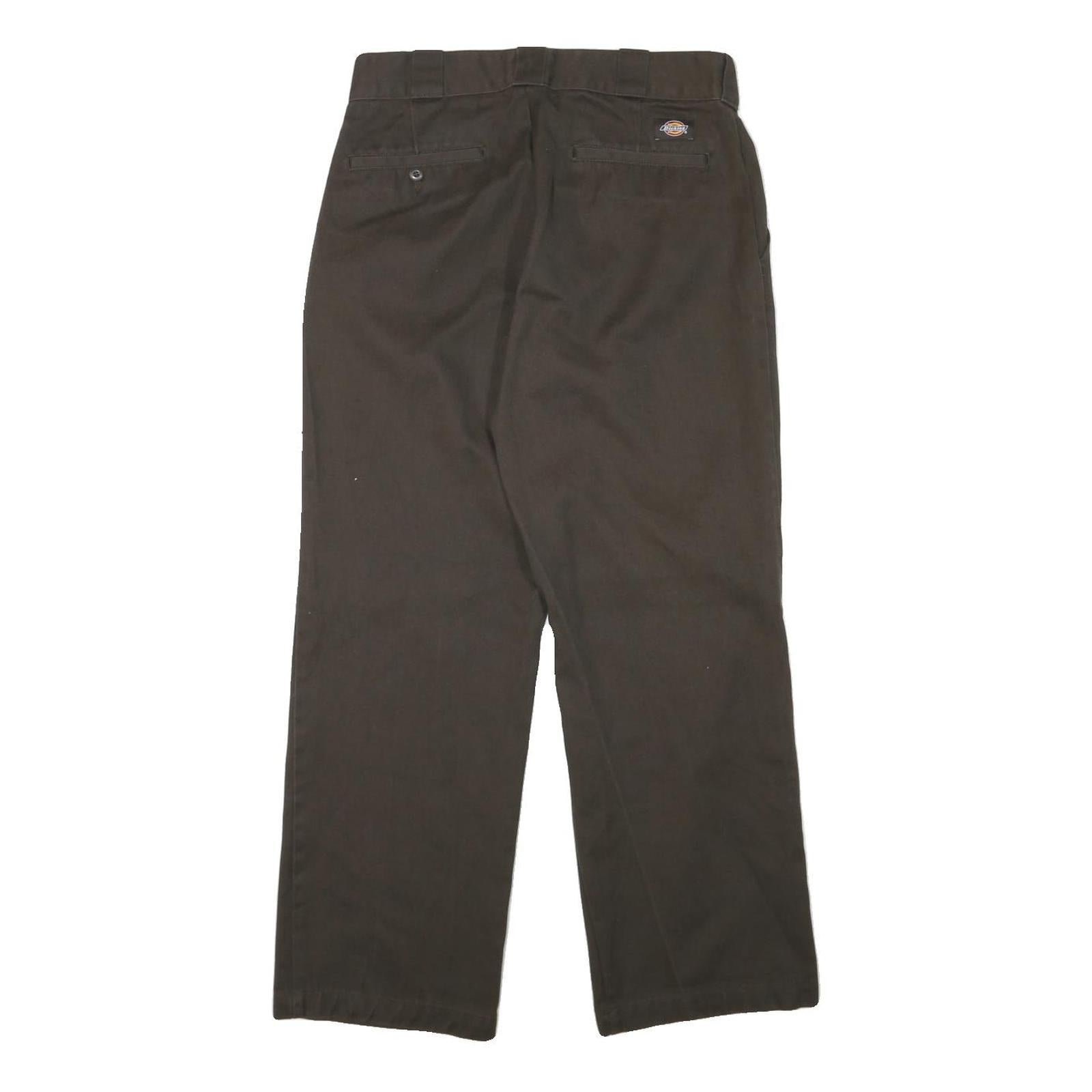 DICKIES Mens Cotton Blend Black Regular Straight Trousers W30 L29 Workwear Zip