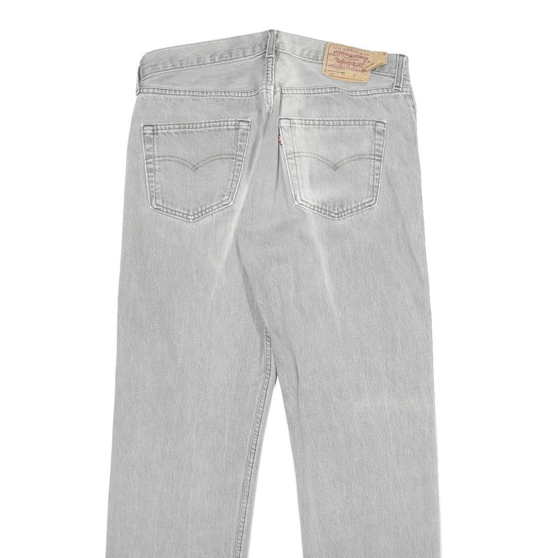 LEVI'S 501 Mens Jeans Grey Classic Straight Denim Raw W34 L32 Button Closure