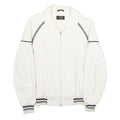 J. PAGE Mens White Cotton Blend Zip Jacket L Woven Plain Casual Sportswear