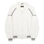 J. PAGE Mens White Cotton Blend Zip Jacket L Woven Plain Casual Sportswear