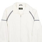 J. PAGE Mens White Cotton Blend Zip Jacket L Woven Plain Casual Sportswear