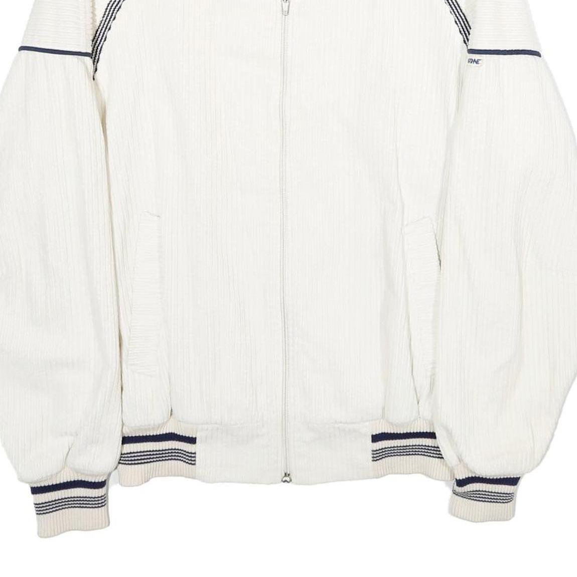 J. PAGE Mens White Cotton Blend Zip Jacket L Woven Plain Casual Sportswear