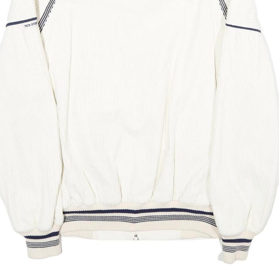 J. PAGE Mens White Cotton Blend Zip Jacket L Woven Plain Casual Sportswear