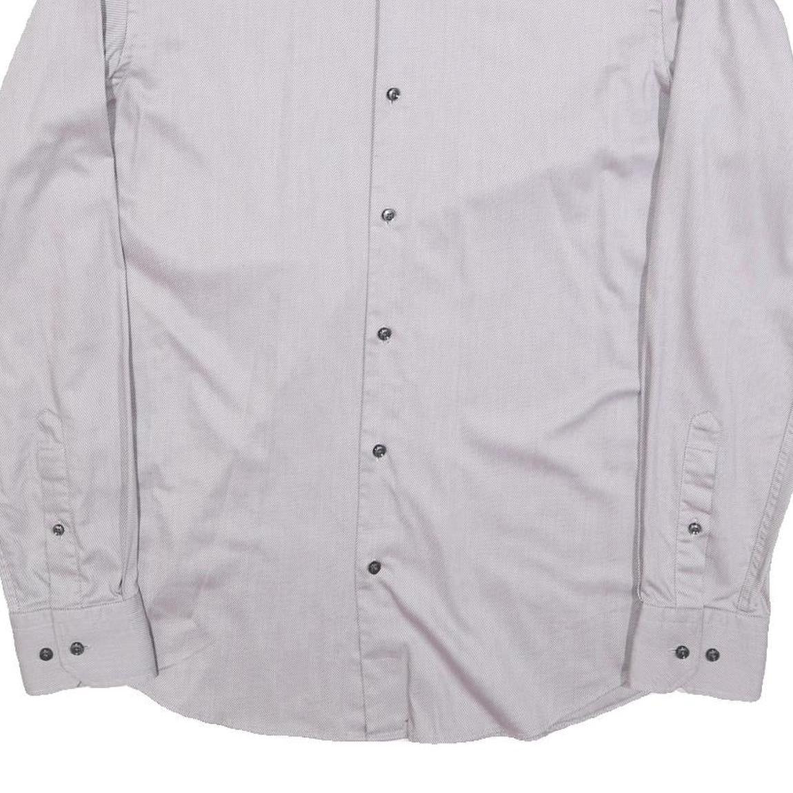 HUGO BOSS Mens Grey Shirt M Cotton Blend Classic Fit Formal Button Down