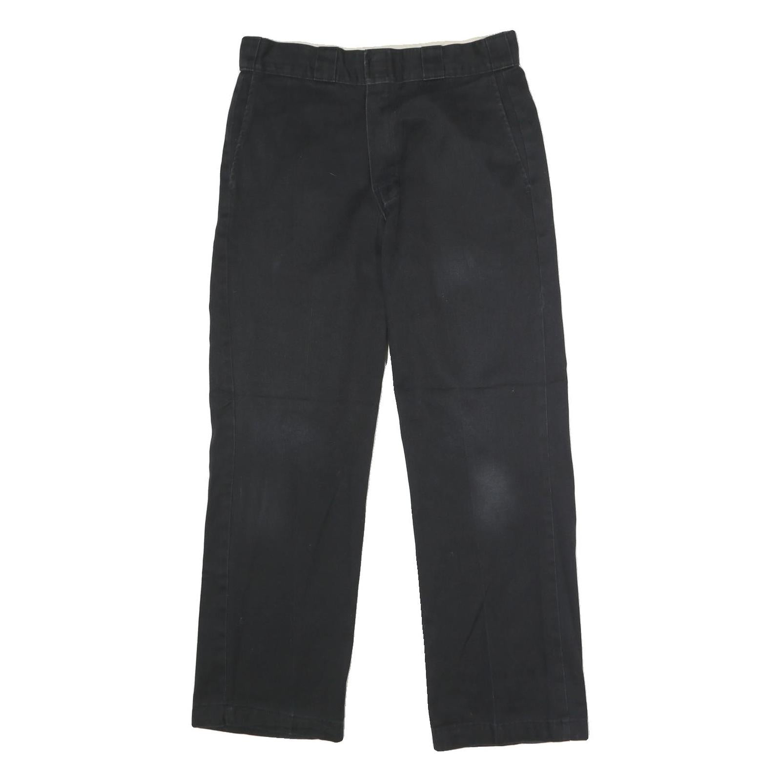 DICKIES Mens Polyester Blend Black Regular Straight Trousers W32 L30 Workwear