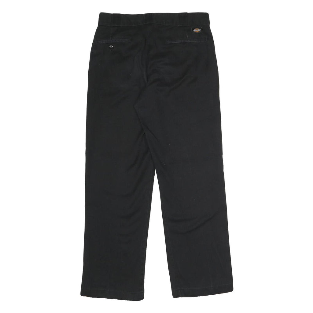 DICKIES Mens Polyester Blend Black Regular Straight Trousers W32 L30 Workwear