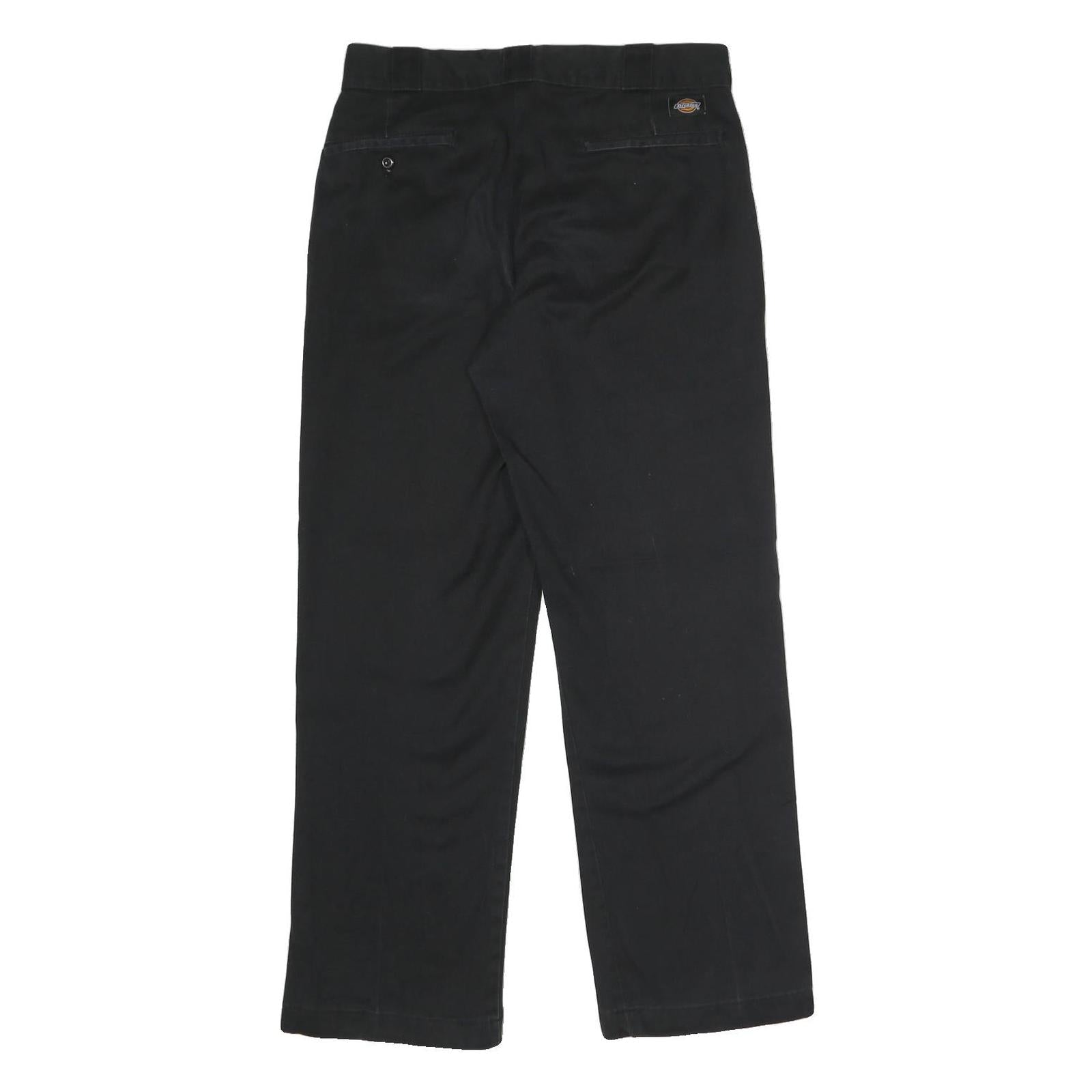 DICKIES Mens Polyester Blend Black Regular Straight Trousers W32 L30 Workwear