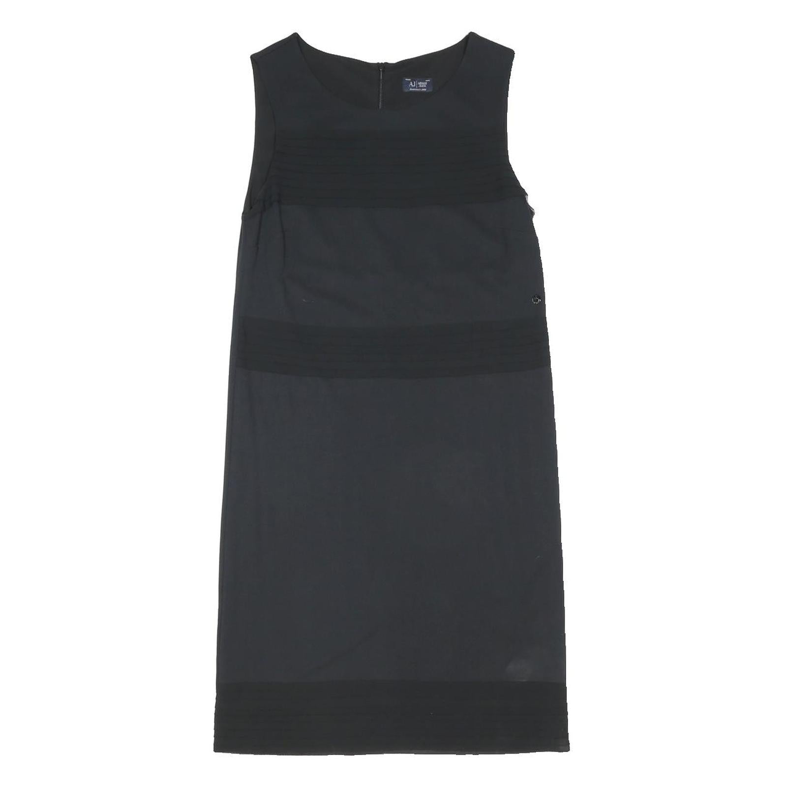 ARMANI JEANS Womens Black Sleeveless Day Woven Plain Midi Dress M Elegant
