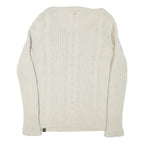 TIMBERLAND Womens Cream Patterned Jumper Round Neck Cable Knit S Wool Soft