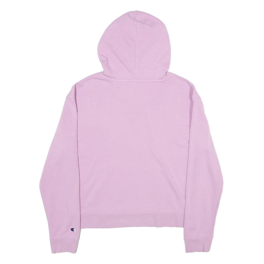 CHAMPION Womens Purple Hoodie L Floral Logo Cotton Blend Pullover