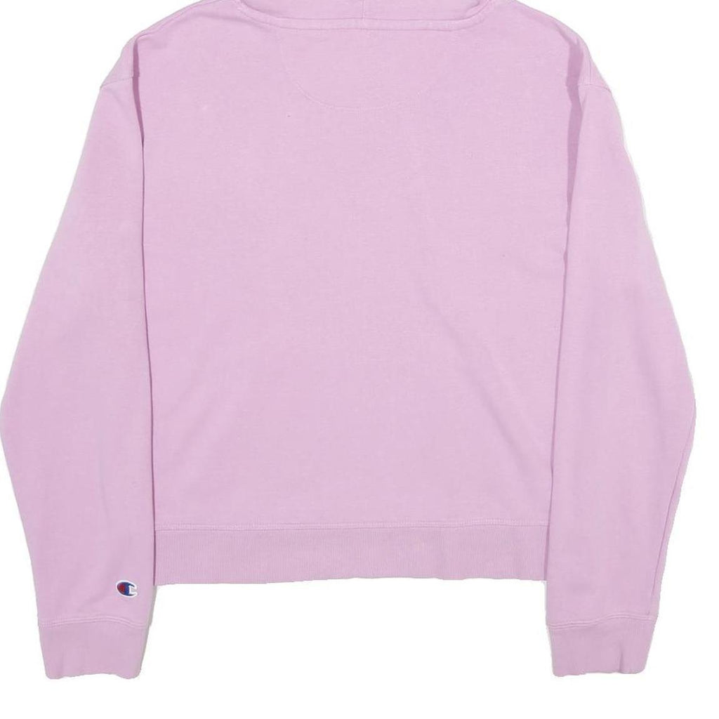 CHAMPION Womens Purple Hoodie L Floral Logo Cotton Blend Pullover
