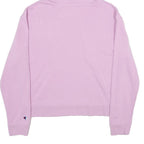 CHAMPION Womens Purple Hoodie L Floral Logo Cotton Blend Pullover