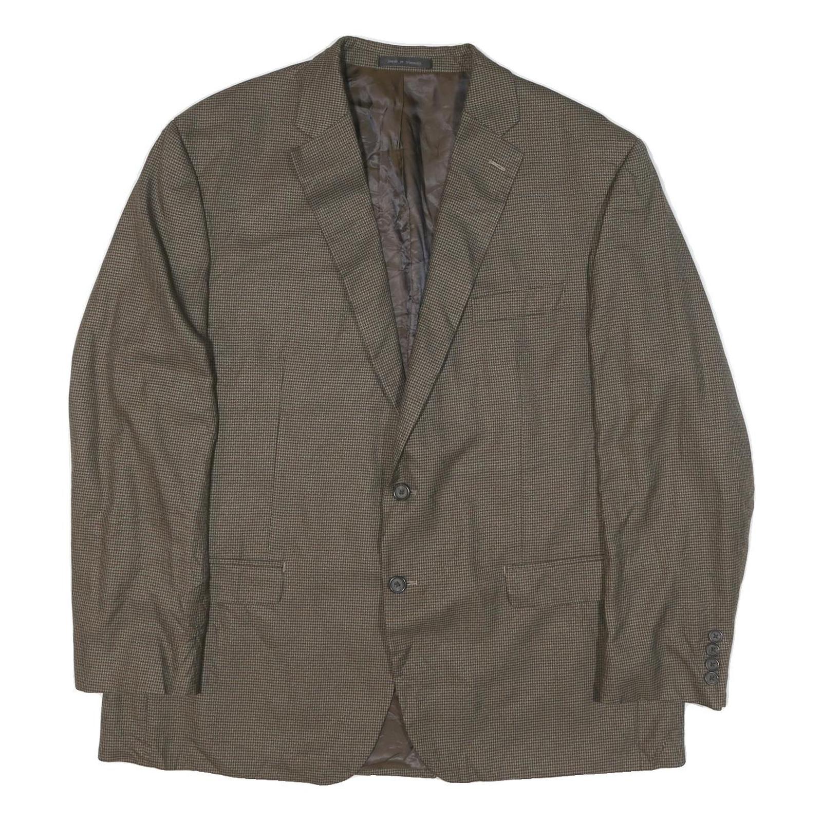 LAUREN RALPH LAUREN Mens Brown Wool Blend Blazer Jacket L Checked Stylish