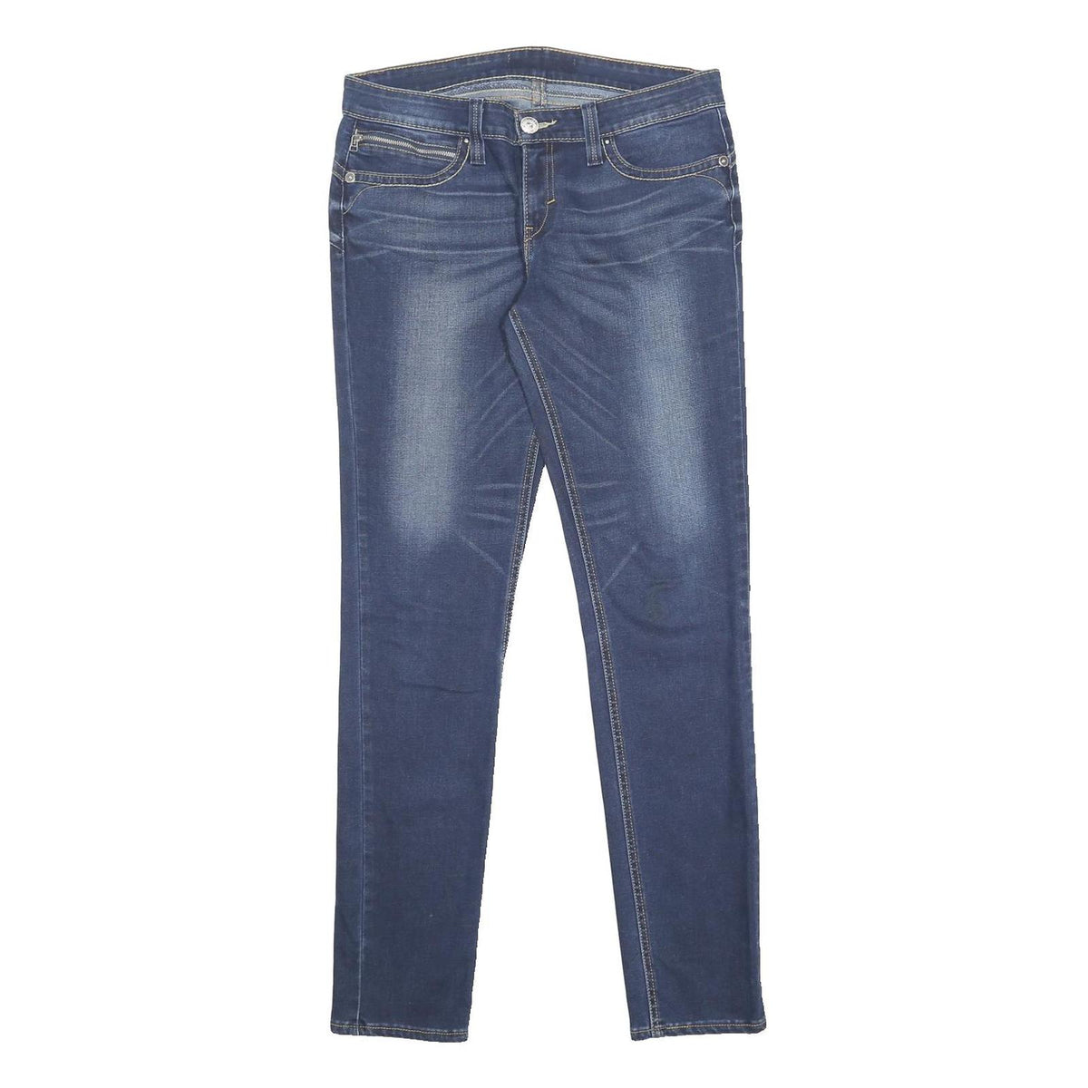 LEVI'S Womens Slim Blue Denim Jeans W31 L34 Stretch Cotton Blend Zip Fastening