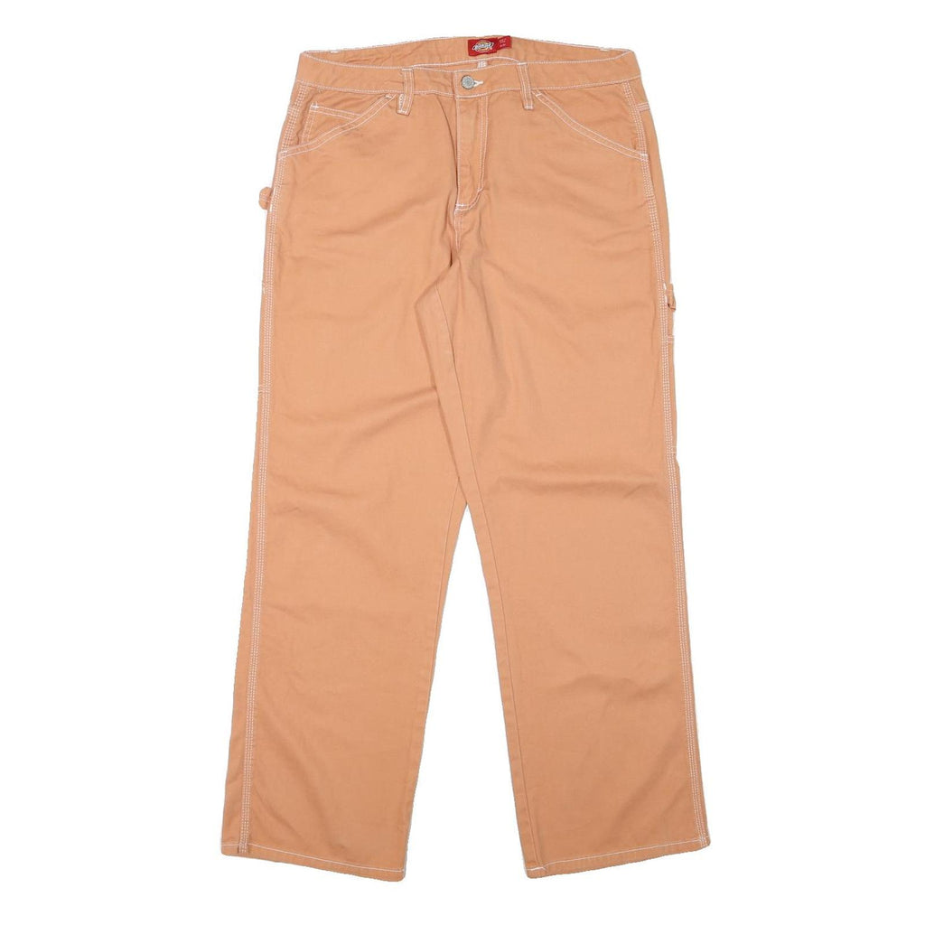 DICKIES Womens Cotton Blend Beige Regular Straight Trousers W33 L30 Workwear