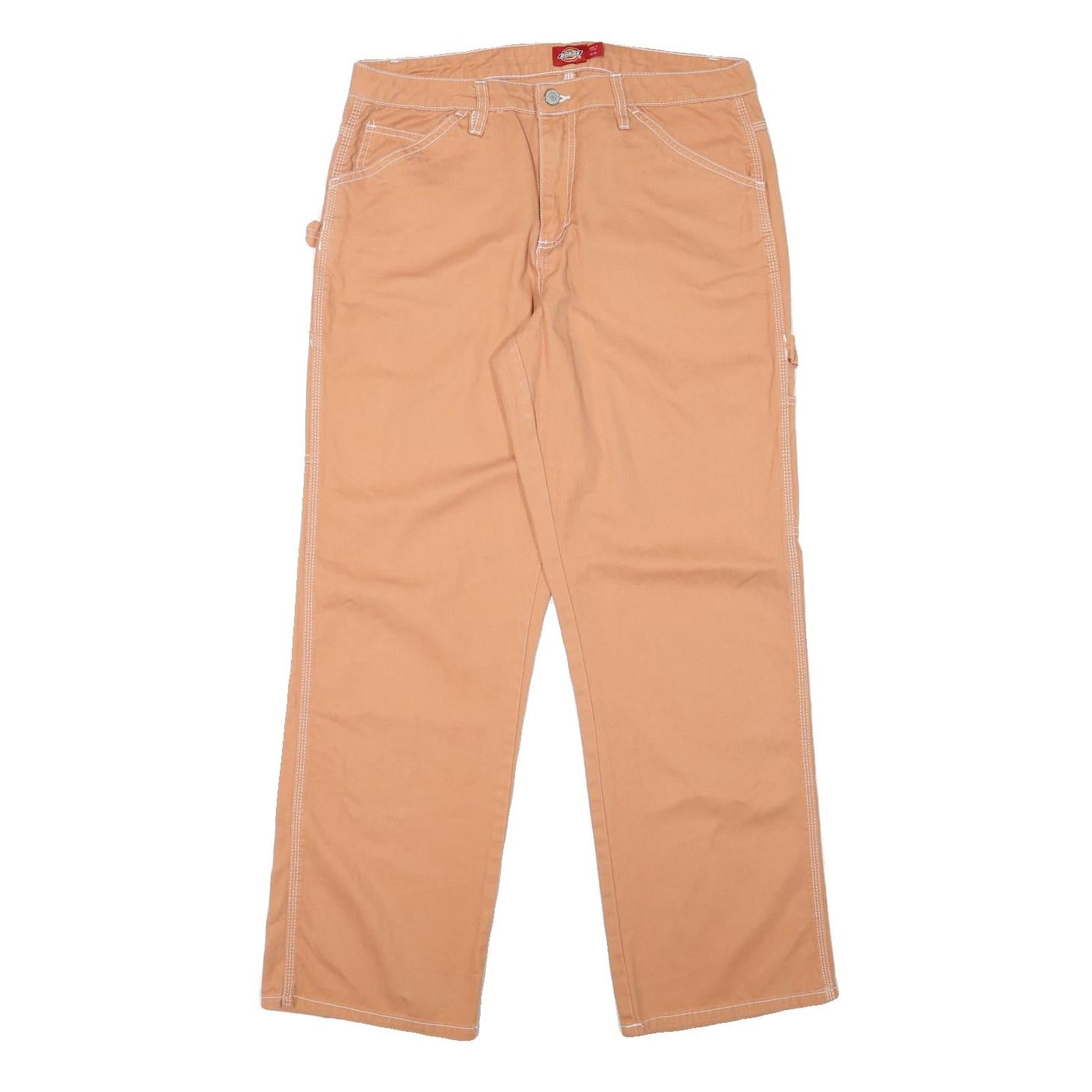 DICKIES Womens Cotton Blend Beige Regular Straight Trousers W33 L30 Workwear