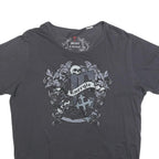 ENERGIE Womens Black Graphic T-Shirt XL Short Sleeve Round Neck Cotton Blend