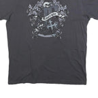 ENERGIE Womens Black Graphic T-Shirt XL Short Sleeve Round Neck Cotton Blend