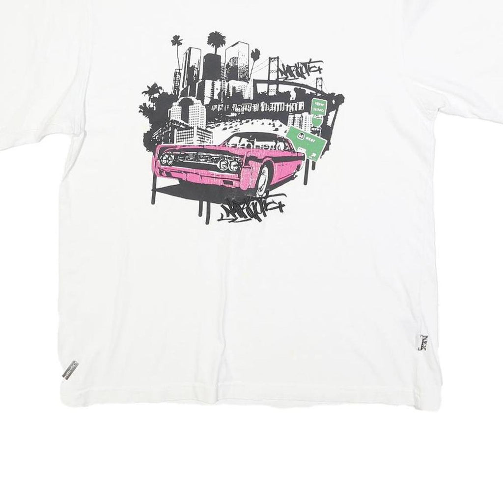 NARKOTIC Mens White Graphic T-Shirt L Short Sleeve Crew Neck Cotton Blend