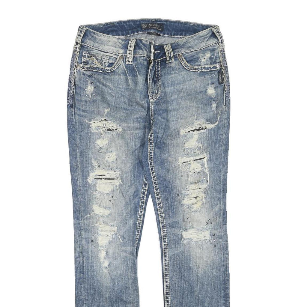 SILVER Womens Jeans Blue Regular Slim Denim Medium W32 L32 Distressed Fit