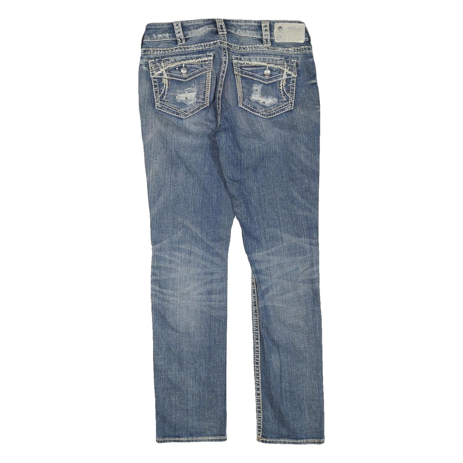SILVER Womens Jeans Blue Regular Slim Denim Medium W32 L32 Distressed Fit