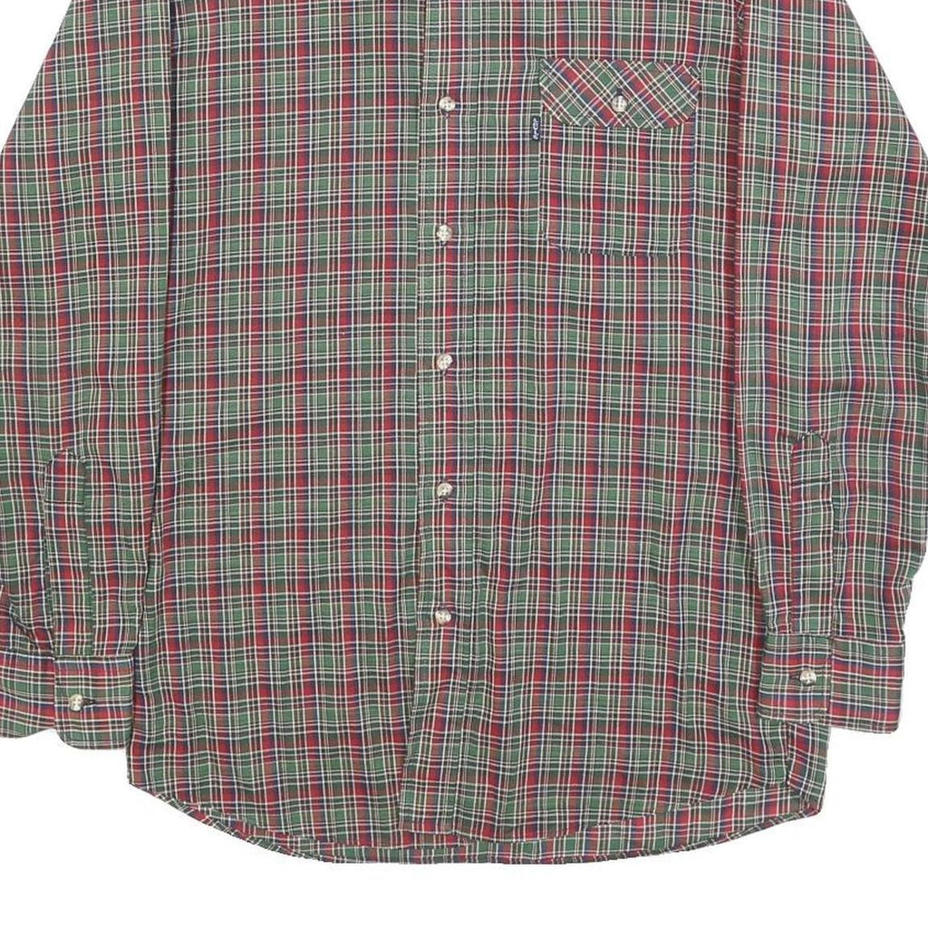 LEVI'S Mens Red & Green Check Shirt S Classic Cotton Blend Long Sleeve Button