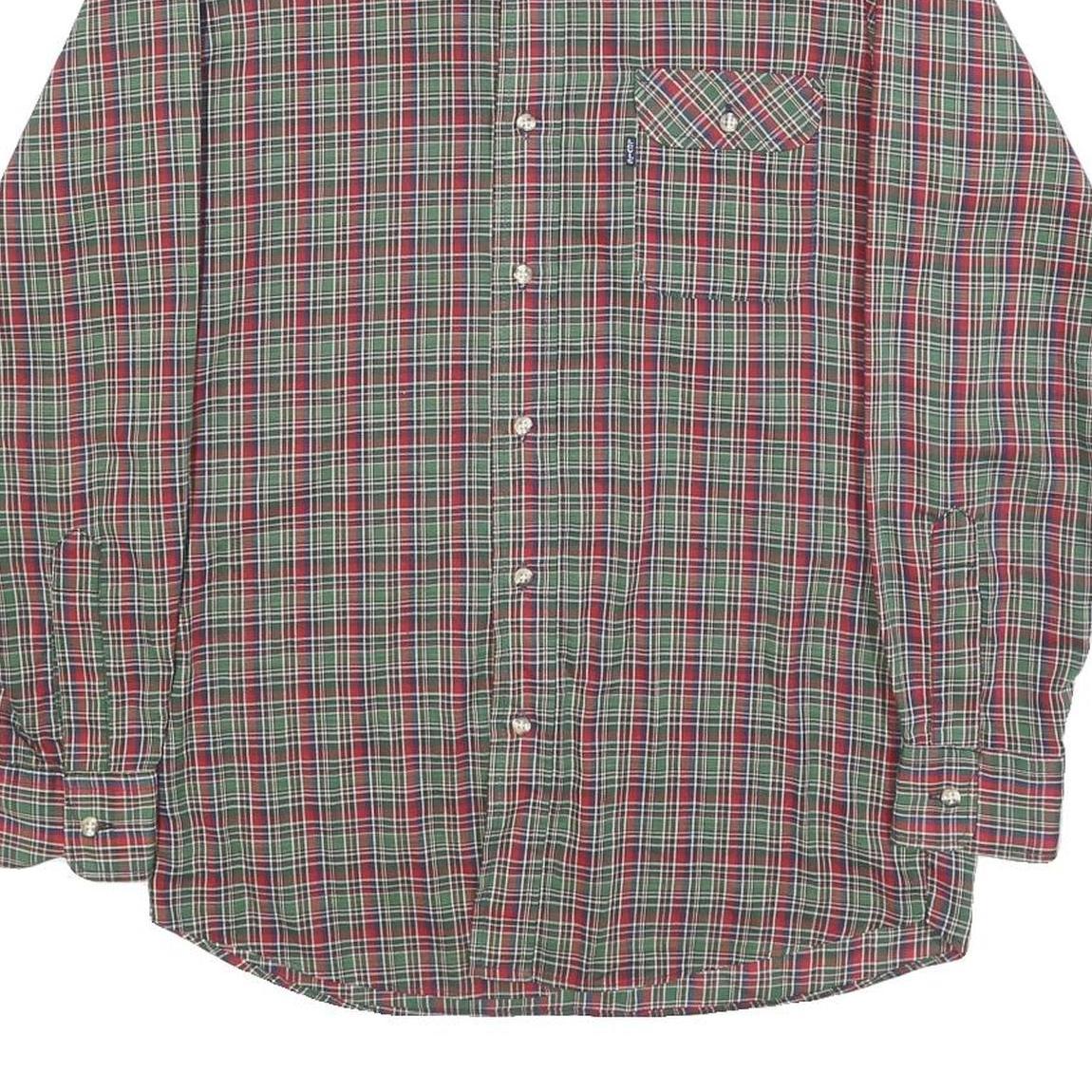 LEVI'S Mens Red & Green Check Shirt S Classic Cotton Blend Long Sleeve Button