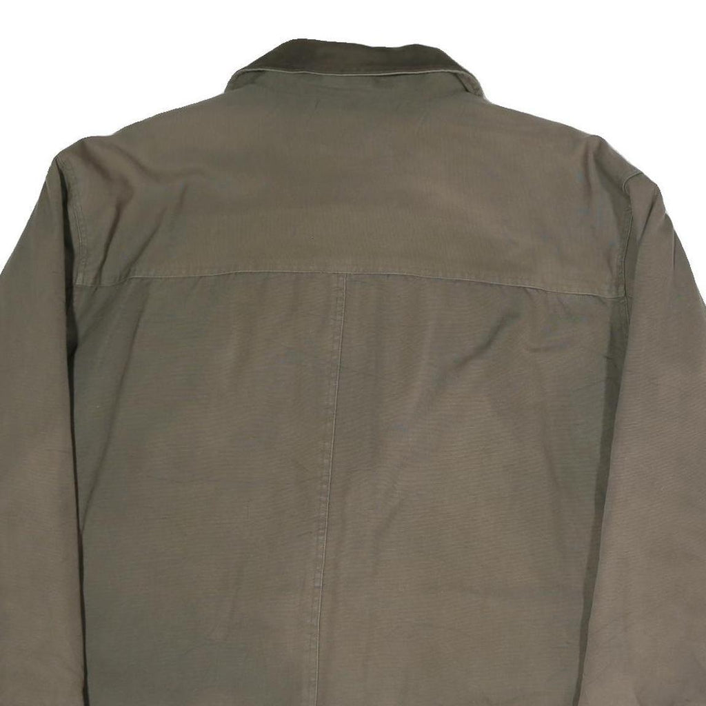 CHEROKEE Mens Green Cotton Jacket L Button Plain Casual Classic Three Pocket