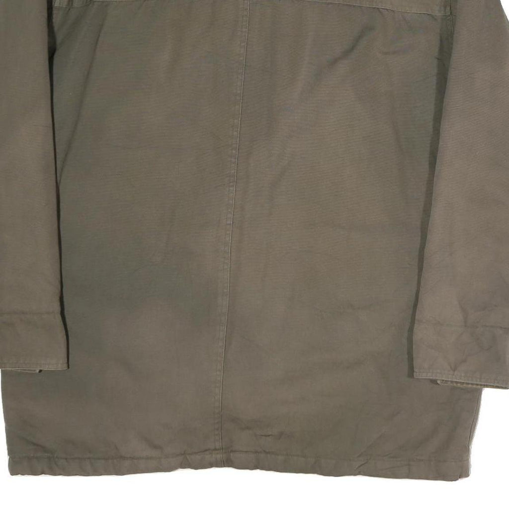 CHEROKEE Mens Green Cotton Jacket L Button Plain Casual Classic Three Pocket