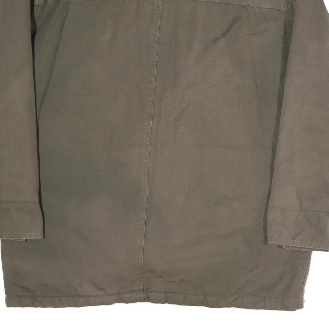 CHEROKEE Mens Green Cotton Jacket L Button Plain Casual Classic Three Pocket