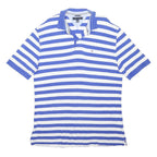 TOMMY HILFIGER Mens Blue & White Striped Short Sleeve Polo Shirt XL Cotton Blend
