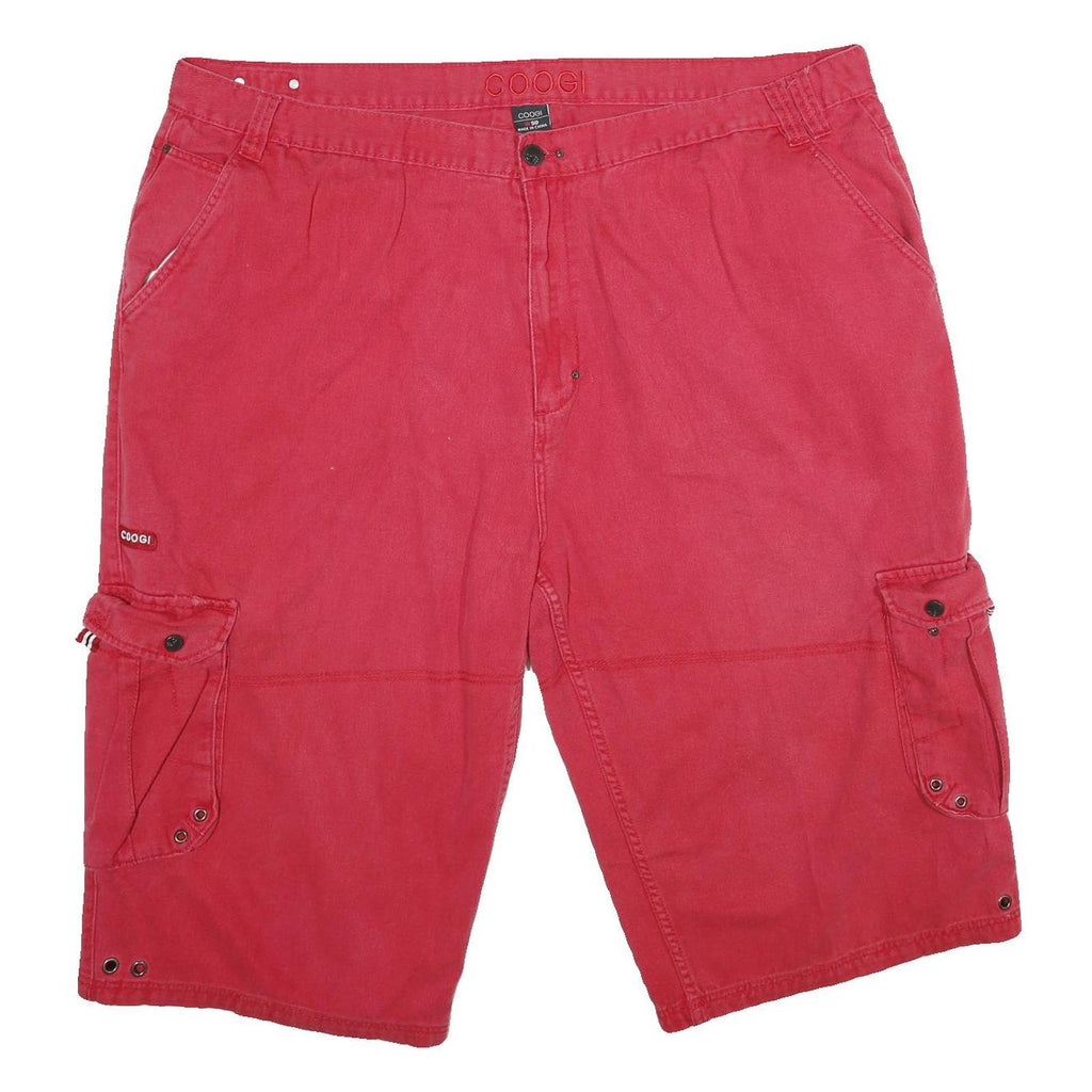 COOGI Mens Red Cargo Shorts 4XL W50 Cotton Relaxed Fit Casual Summer