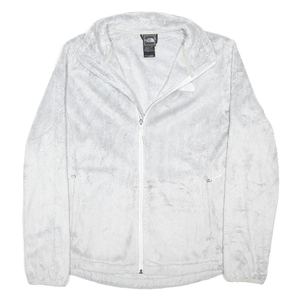 THE NORTH FACE Womens White Jacket L Polyester Blend Zip Fleece Outdoor Casual