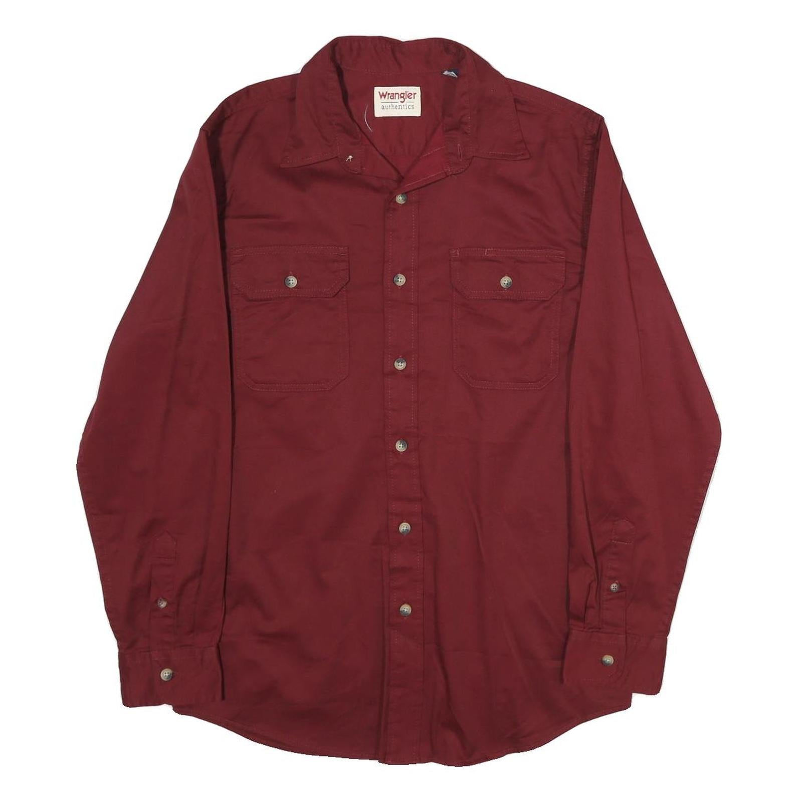 WRANGLER Mens Maroon Shirt S Casual Cotton Long Sleeve Button Down