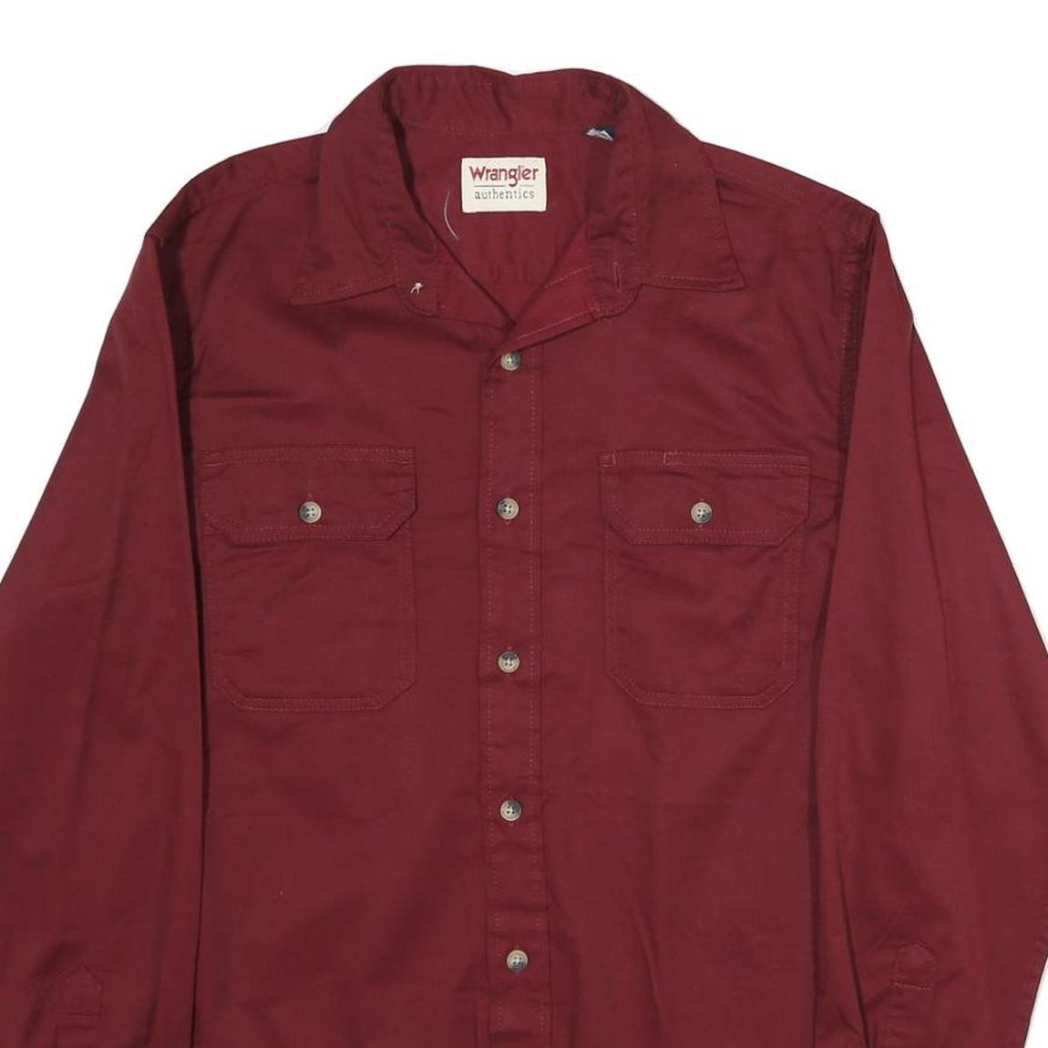 WRANGLER Mens Maroon Shirt S Casual Cotton Long Sleeve Button Down