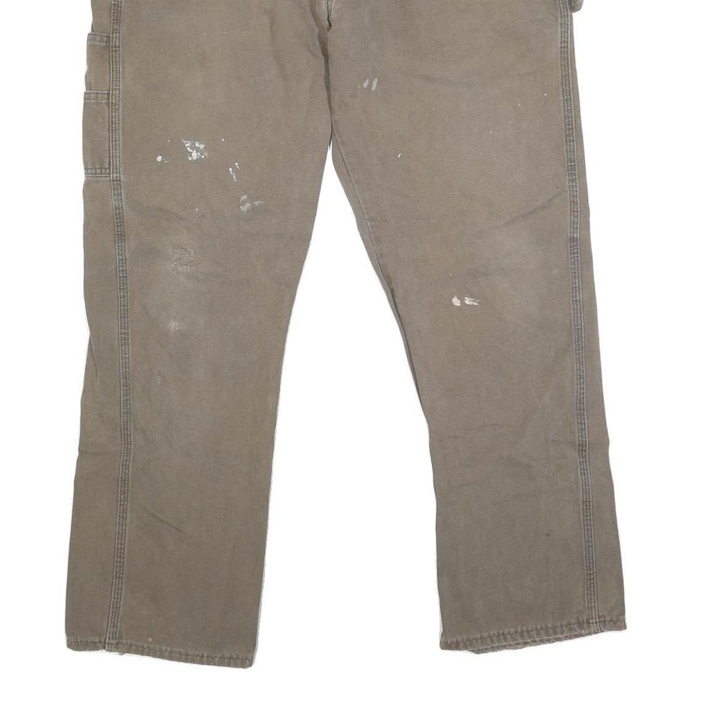 DICKIES Mens Regular Fit Brown Denim W40 L31 Workwear Zip Closure Jeans