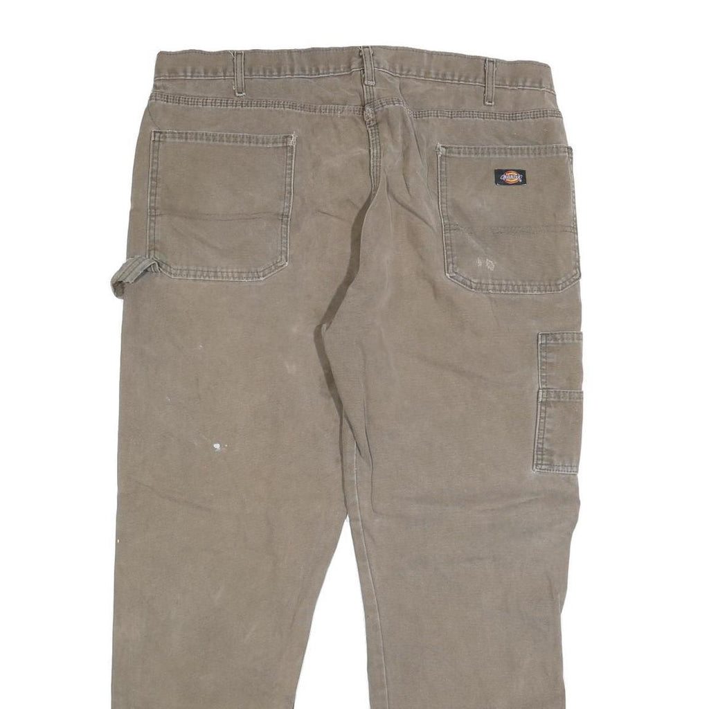 DICKIES Mens Regular Fit Brown Denim W40 L31 Workwear Zip Closure Jeans