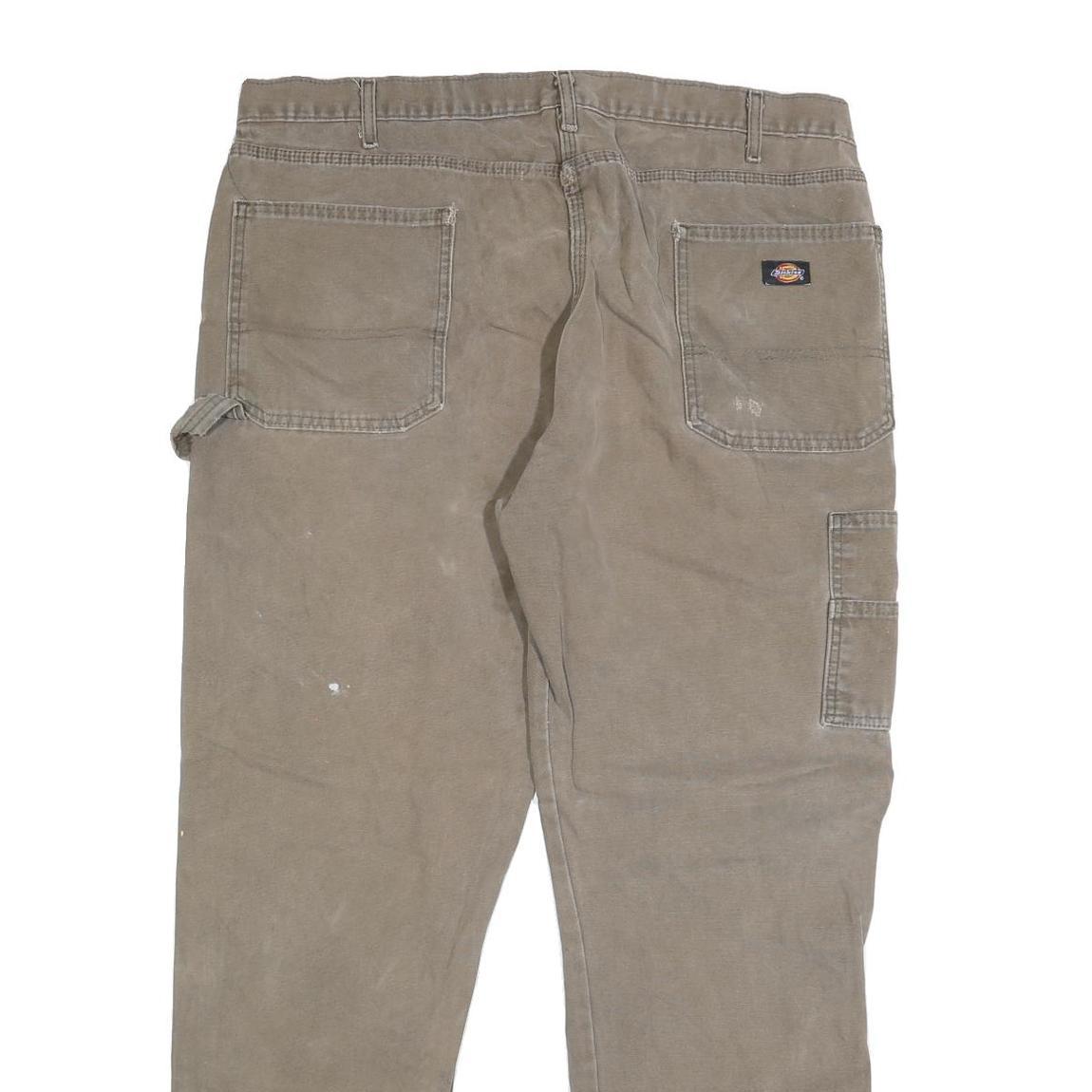 DICKIES Mens Regular Fit Brown Denim W40 L31 Workwear Zip Closure Jeans