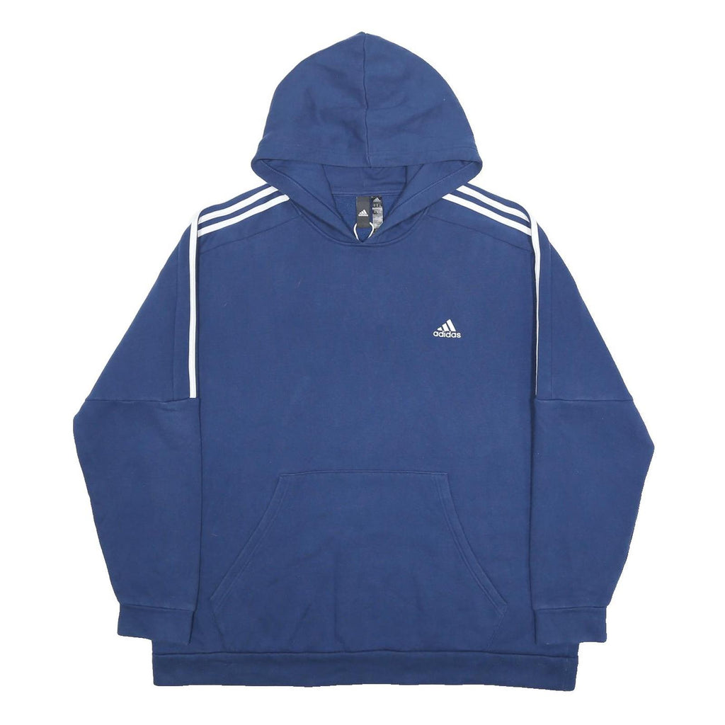 ADIDAS Mens Blue Pullover Hoodie 2XL Cotton Blend Sports Casual Sweatshirt