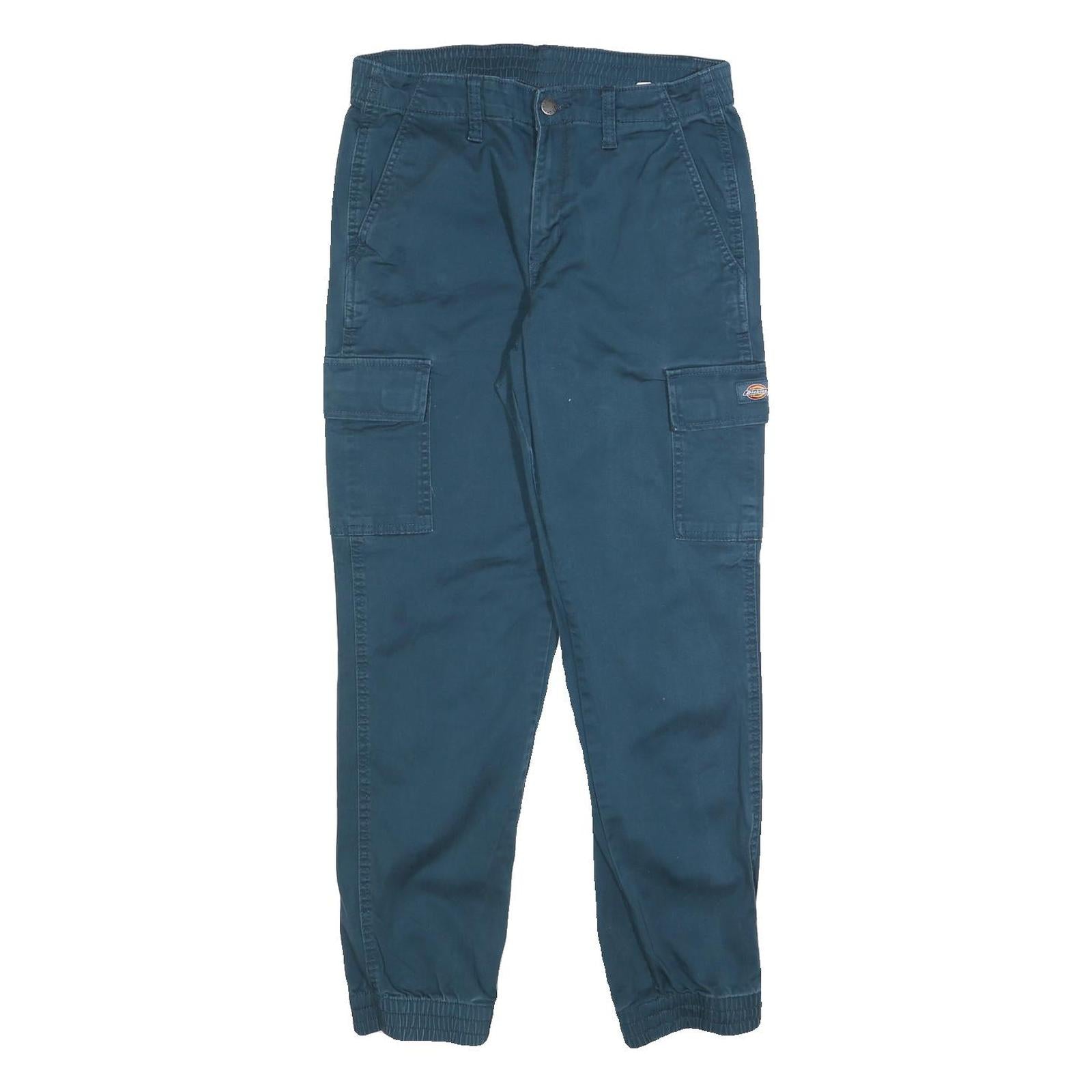 DICKIES Mens Blue Slim Cargo Trousers W29 L28 Cotton Blend Zip Pocket Style