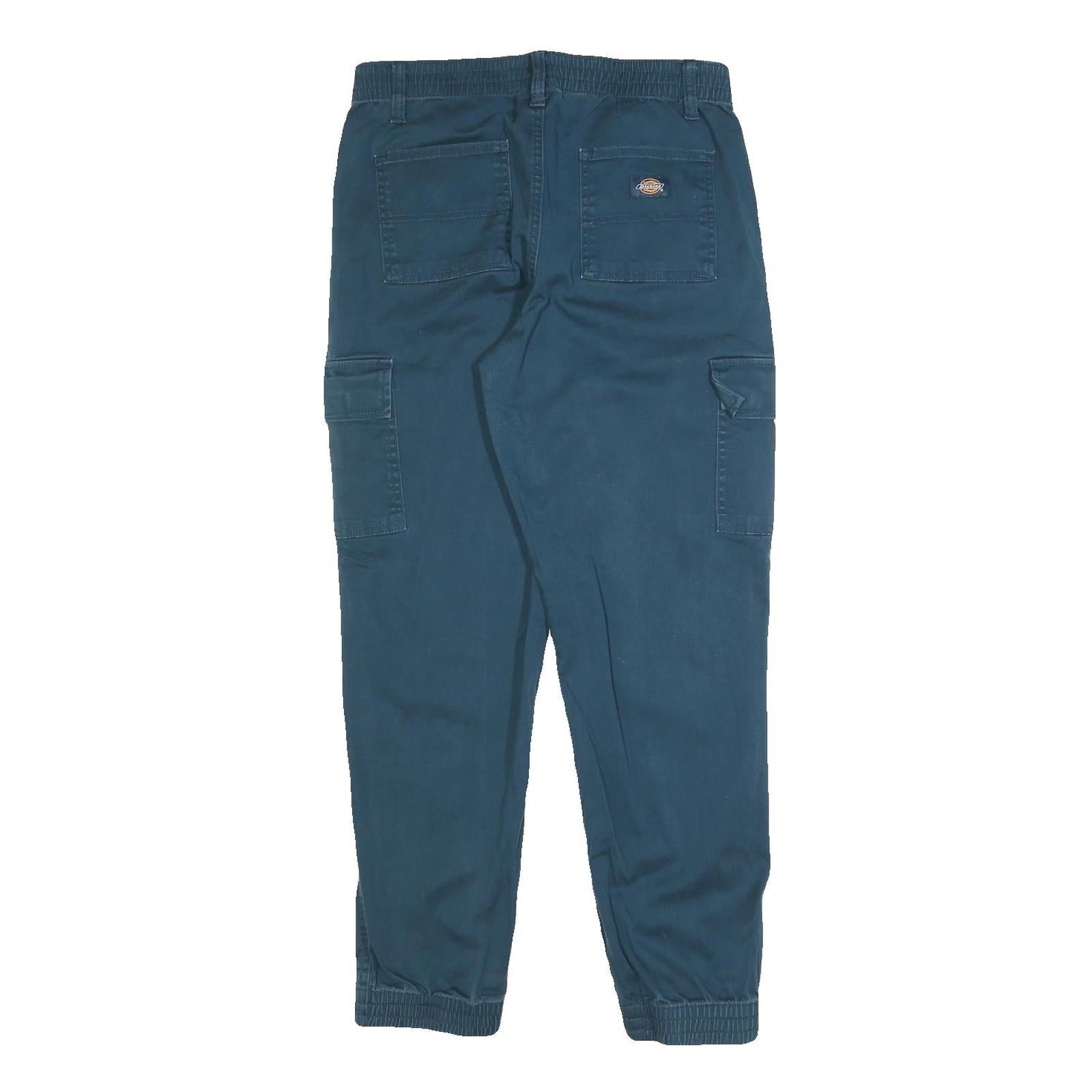 DICKIES Mens Blue Slim Cargo Trousers W29 L28 Cotton Blend Zip Pocket Style
