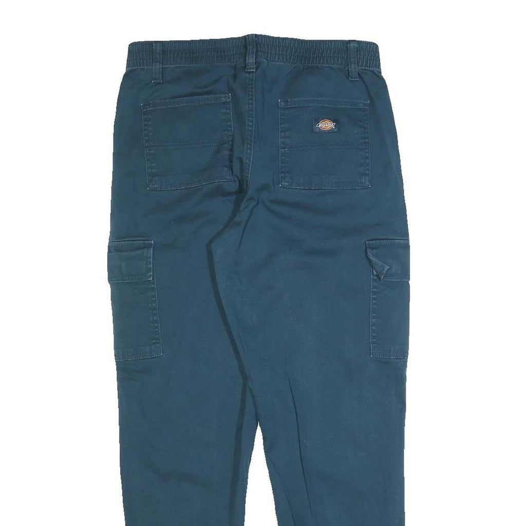 DICKIES Mens Blue Slim Cargo Trousers W29 L28 Cotton Blend Zip Pocket Style