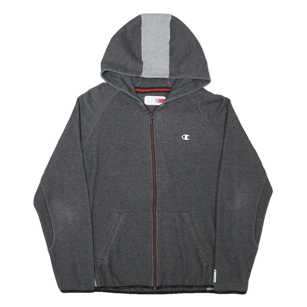 CHAMPION Mens Grey Full Zip Hoodie M Cotton Blend Athletic Sweatshirt with