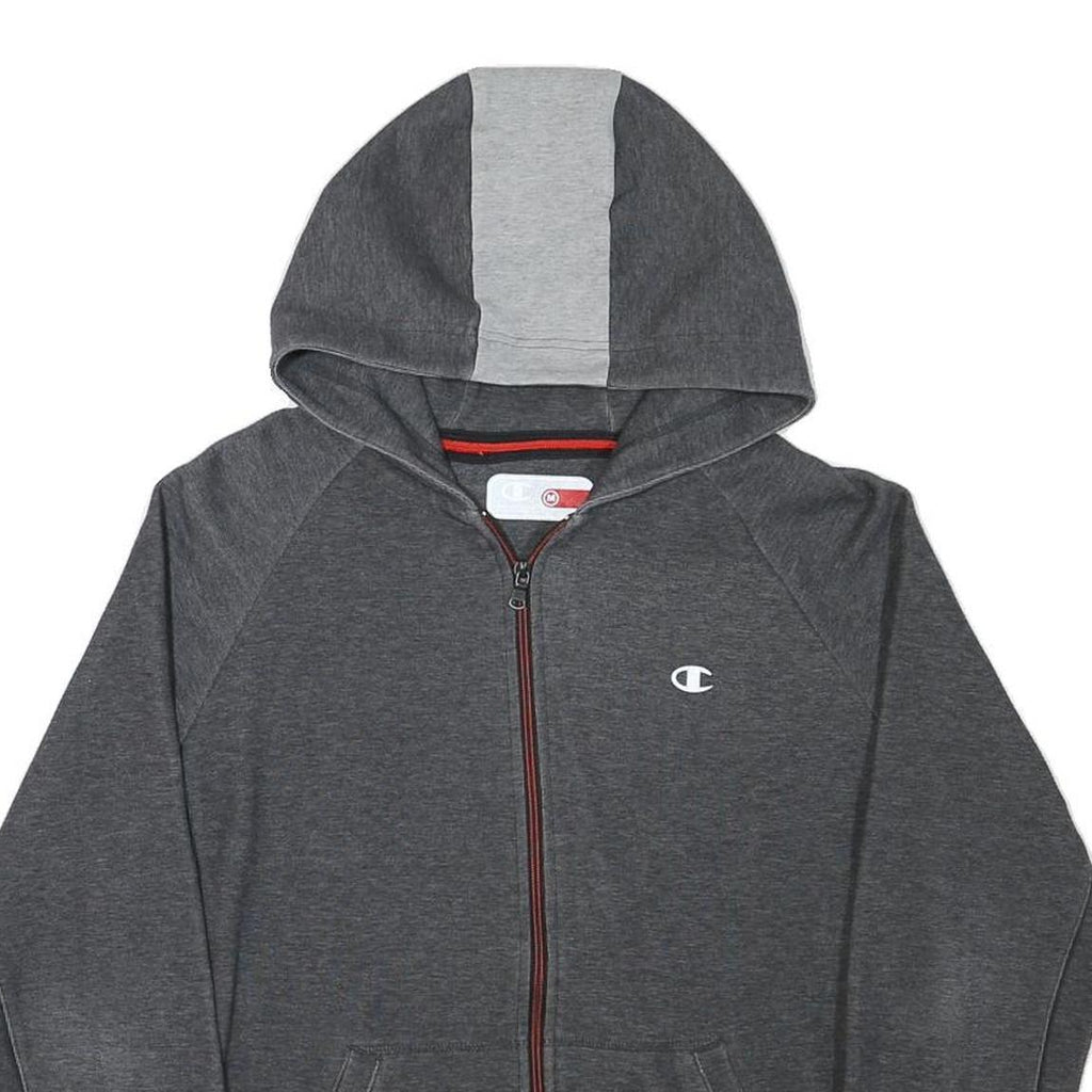 CHAMPION Mens Grey Full Zip Hoodie M Cotton Blend Athletic Sweatshirt with