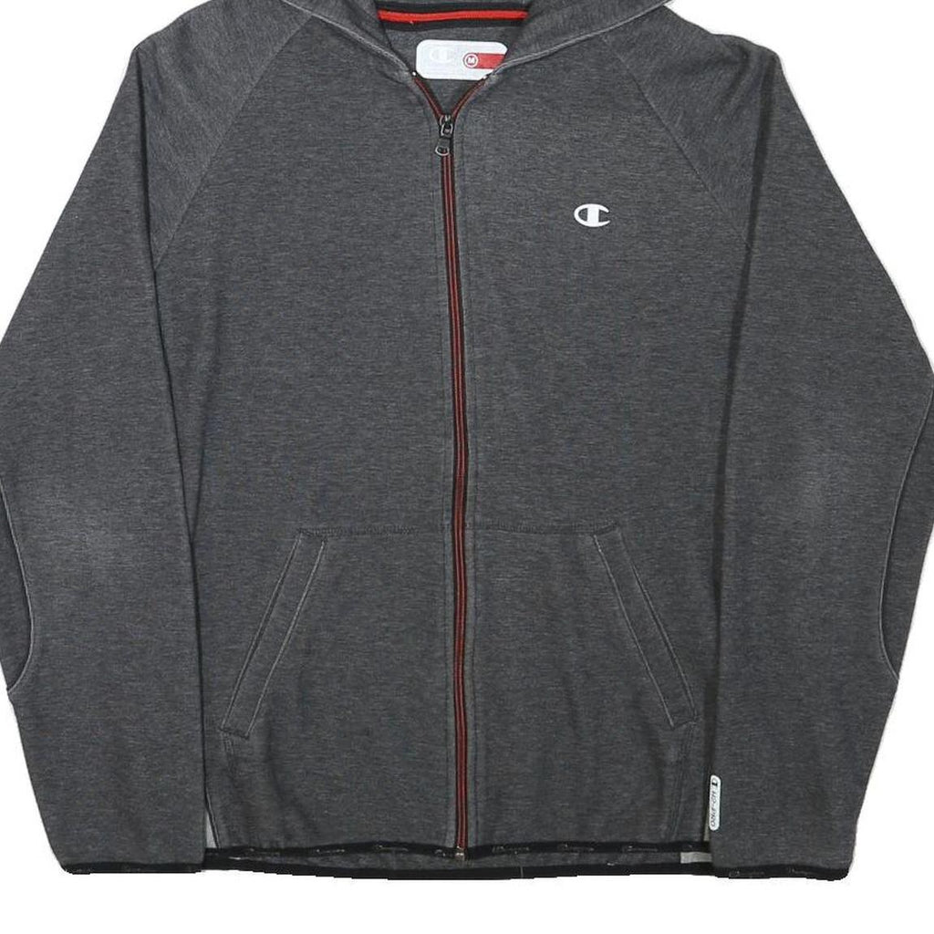 CHAMPION Mens Grey Full Zip Hoodie M Cotton Blend Athletic Sweatshirt with